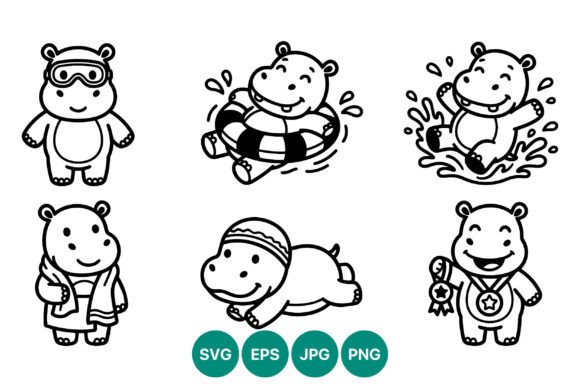 Download Cute Hippo Vector Art - Hippo vector Collection