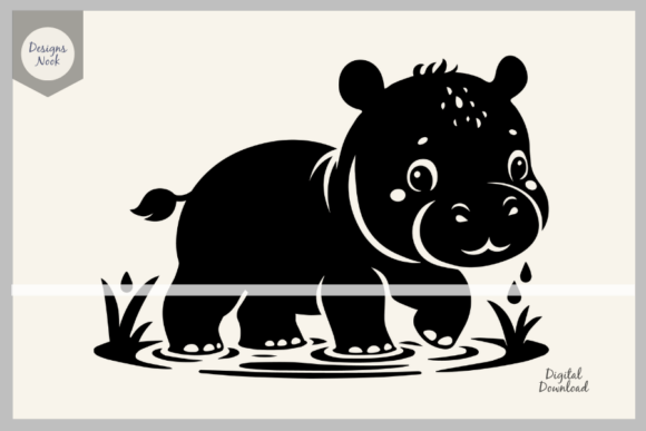 Download Baby Hippo SVG File Clipart Silhouette - Premium Resources