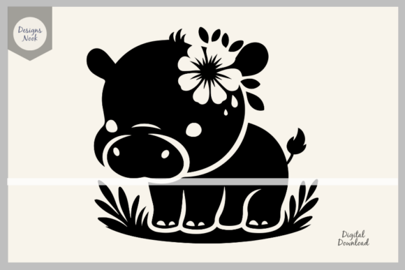 Download Baby Hippo SVG File Clipart Silhouette - Premium Bundle